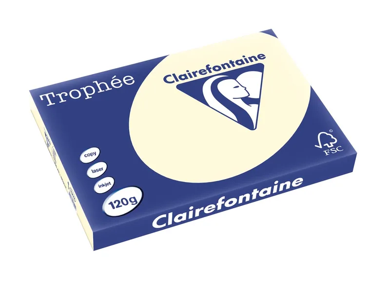 Trophée Pastel, gekleurd papier, A3, 120 g, 250 vel, crème van Clairefontaine – productfoto
