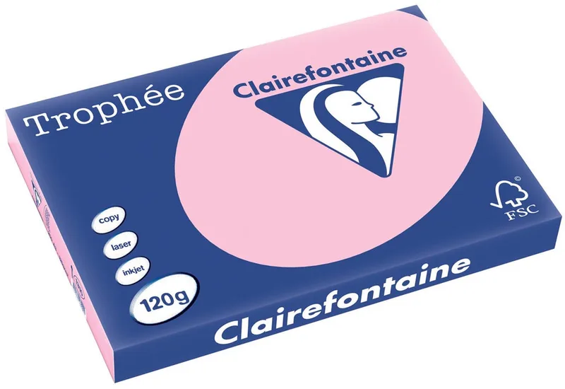 Trophée Pastel, gekleurd papier, A3, 120 g, 250 vel, roze von Clairefontaine – Produktfoto