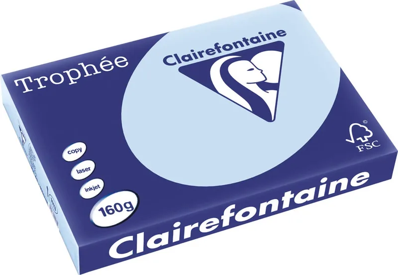 Trophée Pastel, gekleurd papier, A3, 160 g, 250 vel, blauw van Clairefontaine – productfoto