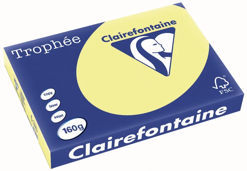 Trophée Pastel, gekleurd papier, A3, 160 g, 250 vel, citroengeel von Clairefontaine – Produktfoto