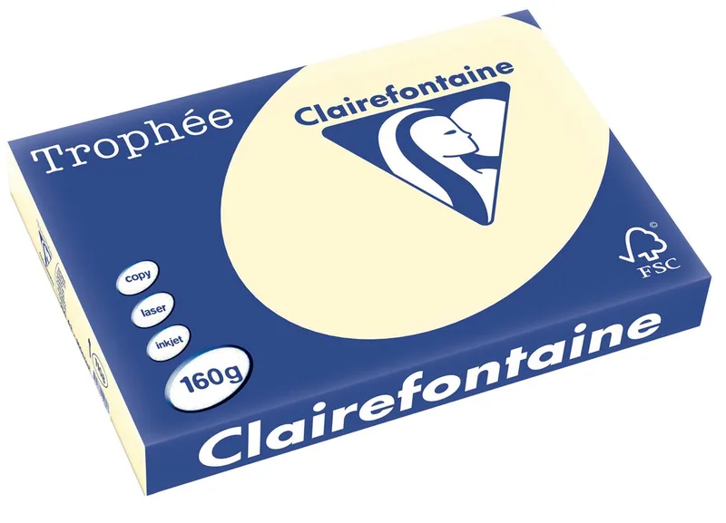 Trophée Pastel, gekleurd papier, A3, 160 g, 250 vel, crème van Clairefontaine – productfoto