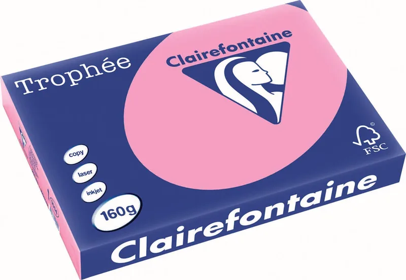 Trophée Pastel, gekleurd papier, A3, 160 g, 250 vel, felroze by Clairefontaine – product photo