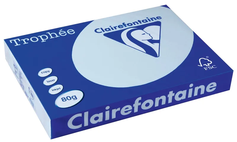 Trophée Pastel, gekleurd papier, A3, 80 g, 500 vel, azuurblauw von Clairefontaine – Produktfoto