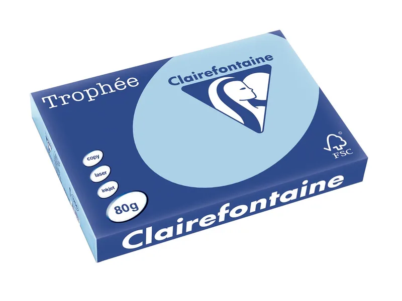 Trophée Pastel, gekleurd papier, A3, 80 g, 500 vel, blauw by Clairefontaine – product photo