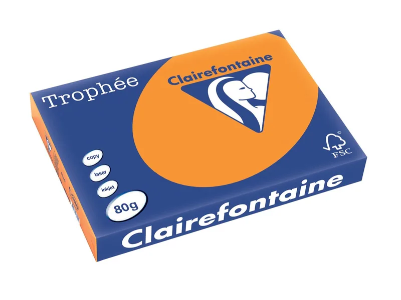 Trophée Pastel, gekleurd papier, A3, 80 g, 500 vel, fluo oranje von Clairefontaine – Produktfoto