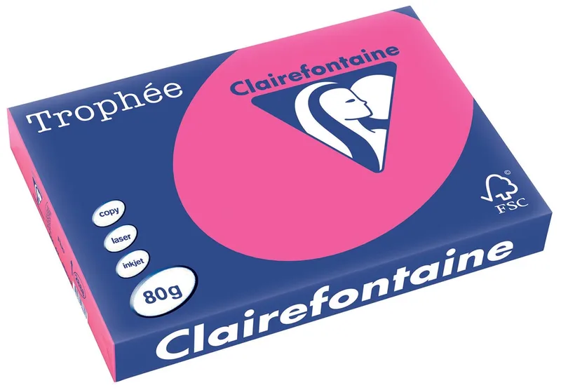 Trophée Pastel, gekleurd papier, A3, 80 g, 500 vel, fluo roze van Clairefontaine – productfoto