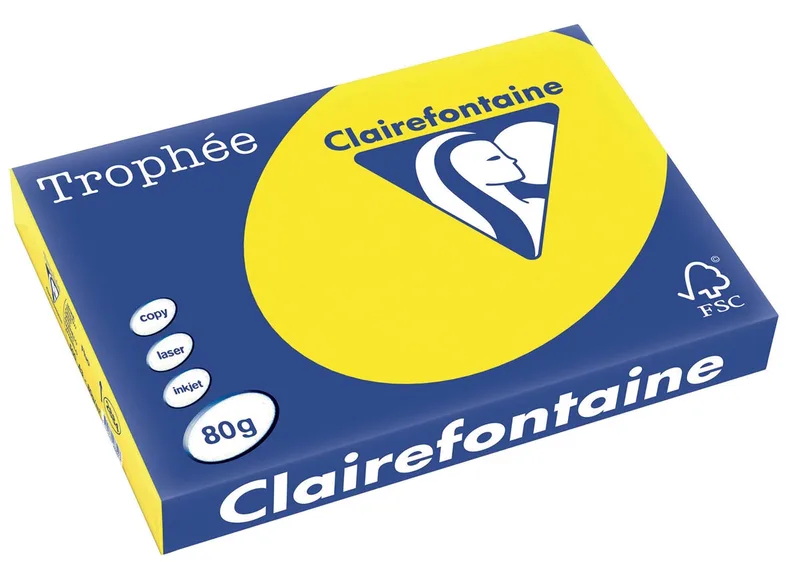Trophée Pastel, gekleurd papier, A3, 80 g, 500 vel, fluogeel by Clairefontaine – product photo