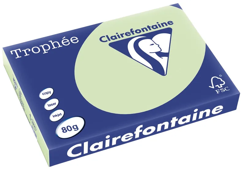 Trophée Pastel, gekleurd papier, A3, 80 g, 500 vel, golfgroen von Clairefontaine – Produktfoto