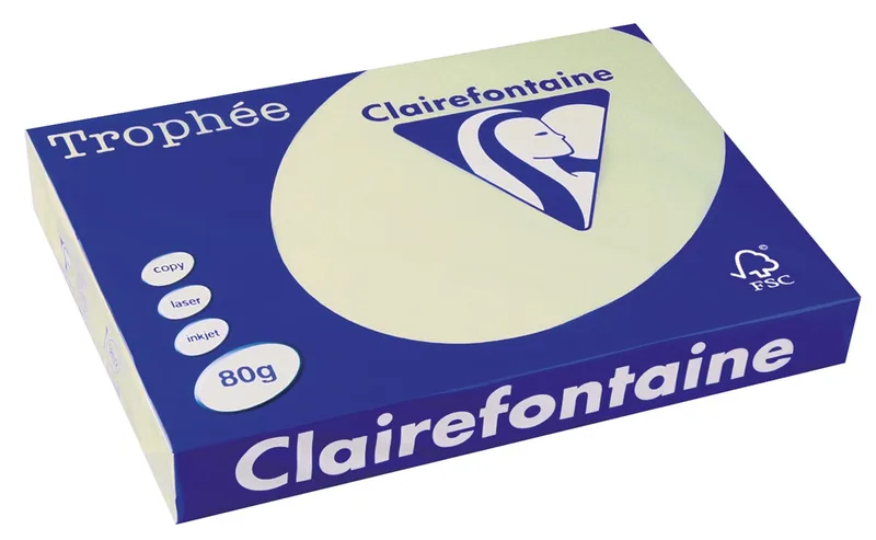 Trophée Pastel, gekleurd papier, A3, 80 g, 500 vel, lichtgroen de Clairefontaine – photo produit