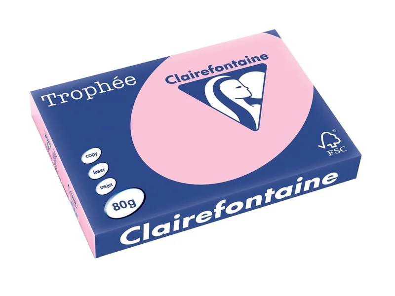 Trophée Pastel, gekleurd papier, A3, 80 g, 500 vel, roze van Clairefontaine – productfoto