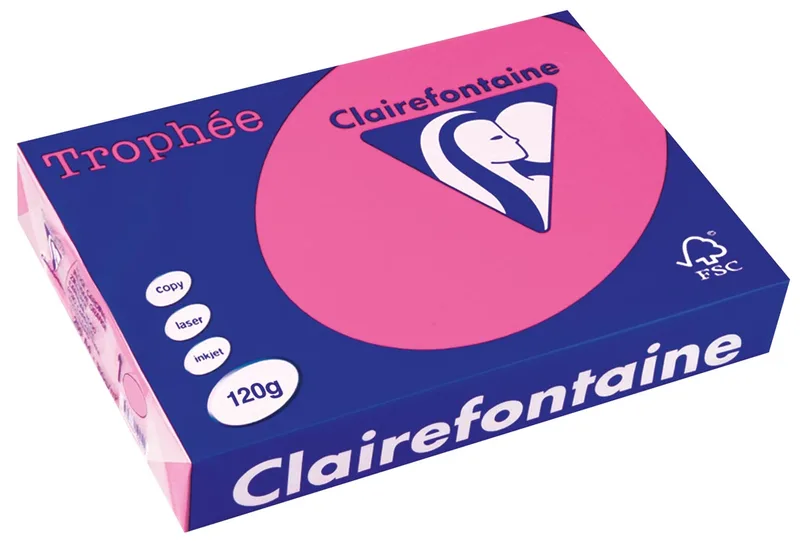 Trophée Pastel, gekleurd papier, A4, 120 g, 250 vel, felroze von Clairefontaine – Produktfoto