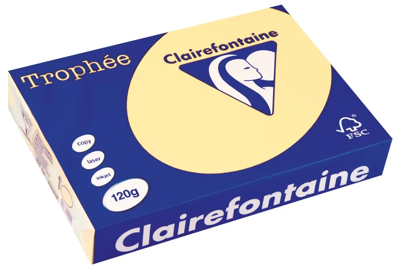Trophée Pastel, gekleurd papier, A4, 120 g, 250 vel, kanariegeel von Clairefontaine – Produktfoto