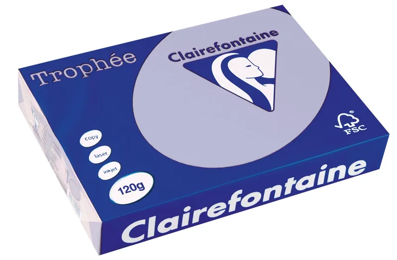 Trophée Pastel, gekleurd papier, A4, 120 g, 250 vel, lavendelblauw von Clairefontaine – Produktfoto