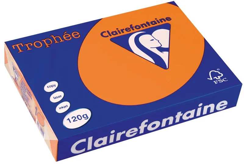 Trophée Pastel, gekleurd papier, A4, 120 g, 250 vel, oranje van Clairefontaine – productfoto