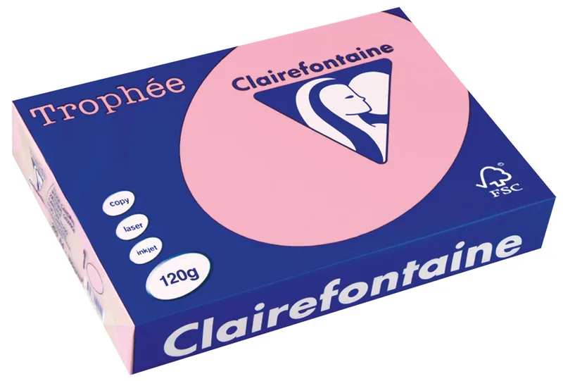 Trophée Pastel, gekleurd papier, A4, 120 g, 250 vel, roze van Clairefontaine – productfoto