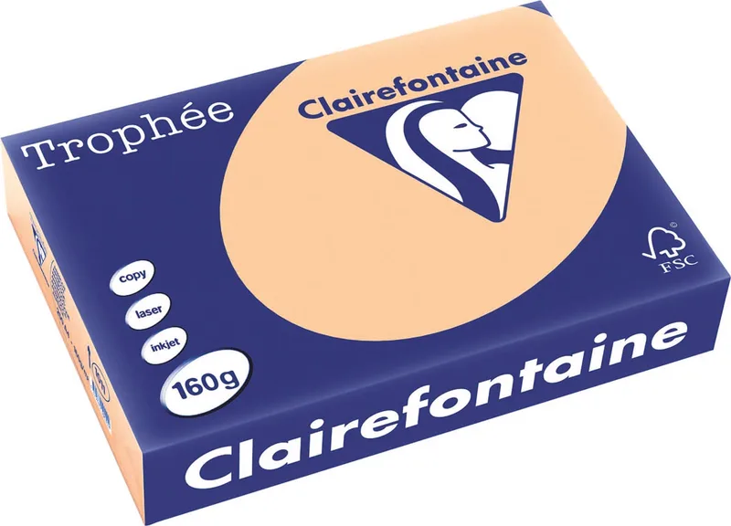 Trophée Pastel, gekleurd papier, A4, 160 g, 250 vel, abrikoos fra Clairefontaine – produktbillede