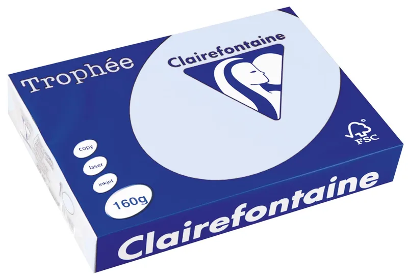 Trophée Pastel, gekleurd papier, A4, 160 g, 250 vel, azuurblauw van Clairefontaine – productfoto