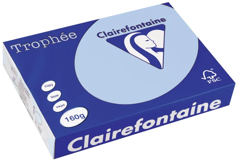 Trophée Pastel, gekleurd papier, A4, 160 g, 250 vel, blauw fra Clairefontaine – produktbillede