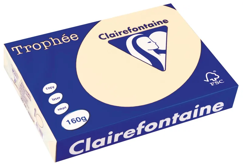Trophée Pastel, gekleurd papier, A4, 160 g, 250 vel, crème van Clairefontaine – productfoto