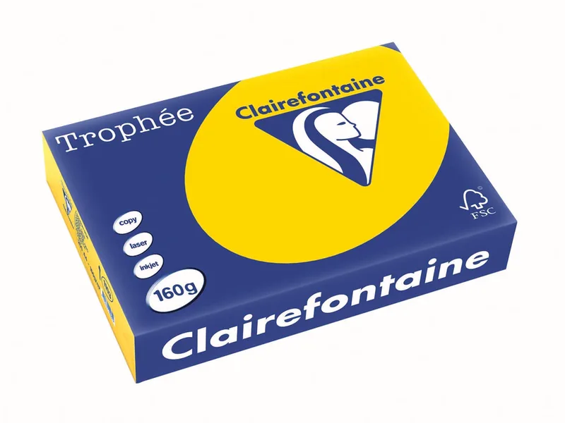 Trophée Pastel, gekleurd papier, A4, 160 g, 250 vel, goudgeel fra Clairefontaine – produktbillede