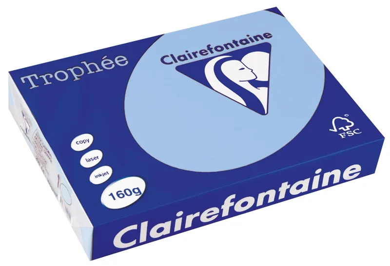 Trophée Pastel, gekleurd papier, A4, 160 g, 250 vel, helblauw von Clairefontaine – Produktfoto