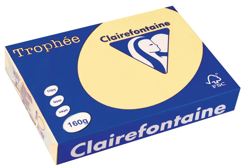 Trophée Pastel, gekleurd papier, A4, 160 g, 250 vel, kanariegeel by Clairefontaine – product photo