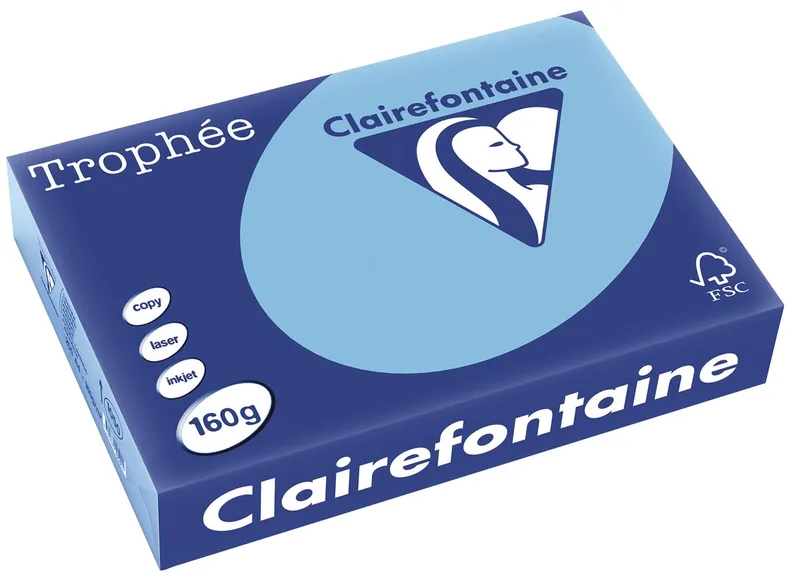 Trophée Pastel, gekleurd papier, A4, 160 g, 250 vel, lavendelblauw de Clairefontaine – photo produit