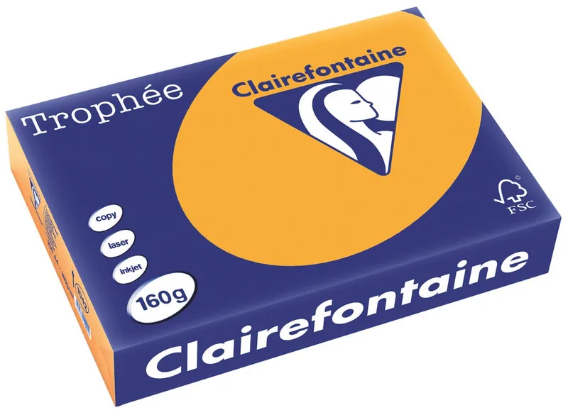 Trophée Pastel, gekleurd papier, A4, 160 g, 250 vel, oranje van Clairefontaine – productfoto