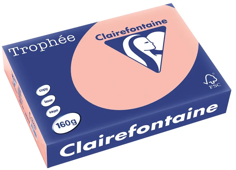 Trophée Pastel, gekleurd papier, A4, 160 g, 250 vel, perzik de Clairefontaine – photo produit