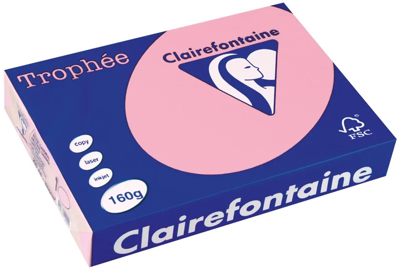 Trophée Pastel, gekleurd papier, A4, 160 g, 250 vel, roze by Clairefontaine – product photo