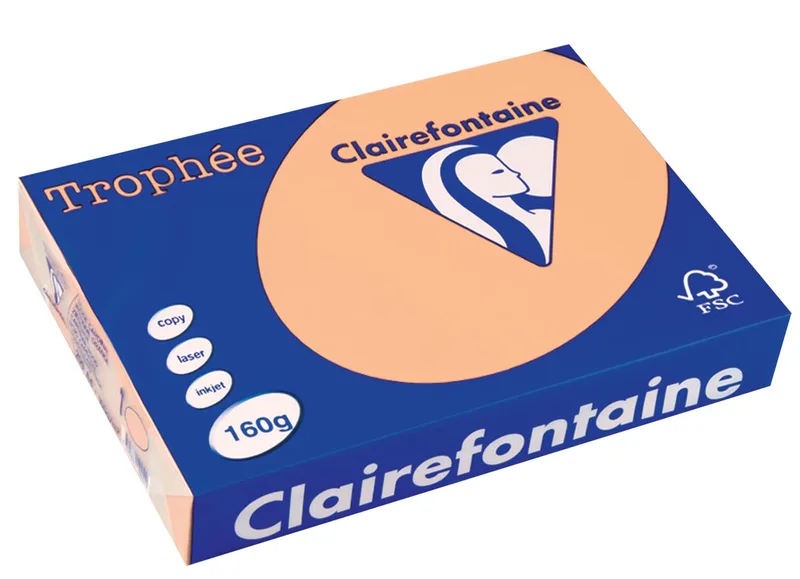 Trophée Pastel, gekleurd papier, A4, 160 g, 250 vel, zalm de Clairefontaine – photo produit
