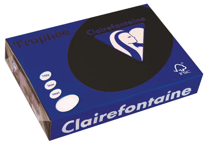 Trophée Pastel, gekleurd papier, A4, 160 g, 250 vel, zwart fra Clairefontaine – produktbillede