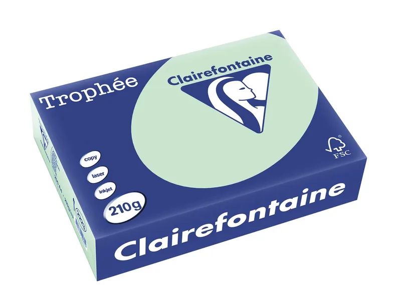 Trophée Pastel, gekleurd papier, A4, 210 g, 250 vel, groen von Clairefontaine – Produktfoto