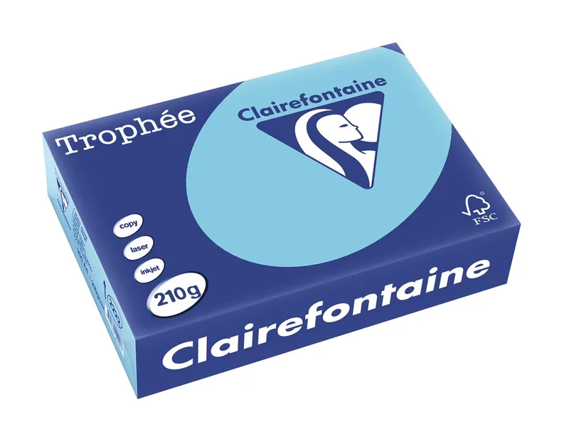 Trophée Pastel, gekleurd papier, A4, 210 g, 250 vel, helblauw von Clairefontaine – Produktfoto