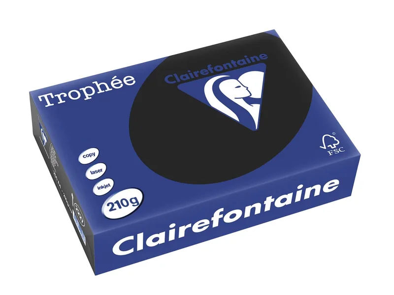 Trophée Pastel, gekleurd papier, A4, 210 g, 250 vel, zwart von Clairefontaine – Produktfoto