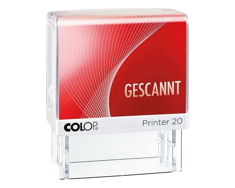 Stempel Printer 20/L Gescannt, Textstempel mit fertigem Lagertext, selbstfärbend by Colop in Red – product photo
