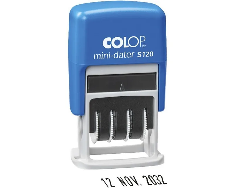 Stempel S 120, Datumstempel mit Datumseinstellungen, selbstfärbend van Colop in Blauw – productfoto