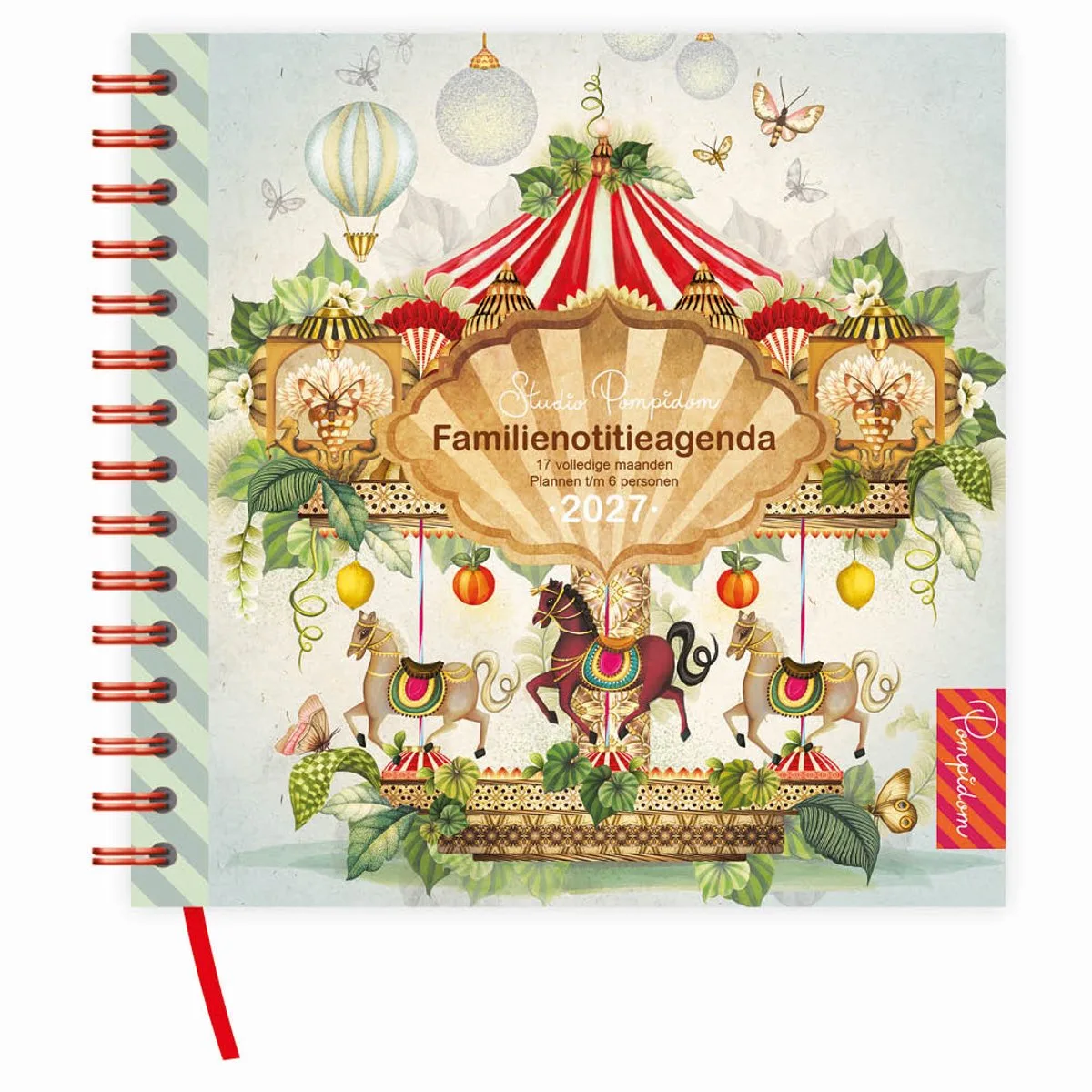 Agenda - 2027 - Familie - Carousel - 6pers. - 17mnd. - Zachte kaft - 19x20,5cm från Comello i Flerfärgad – produktbild