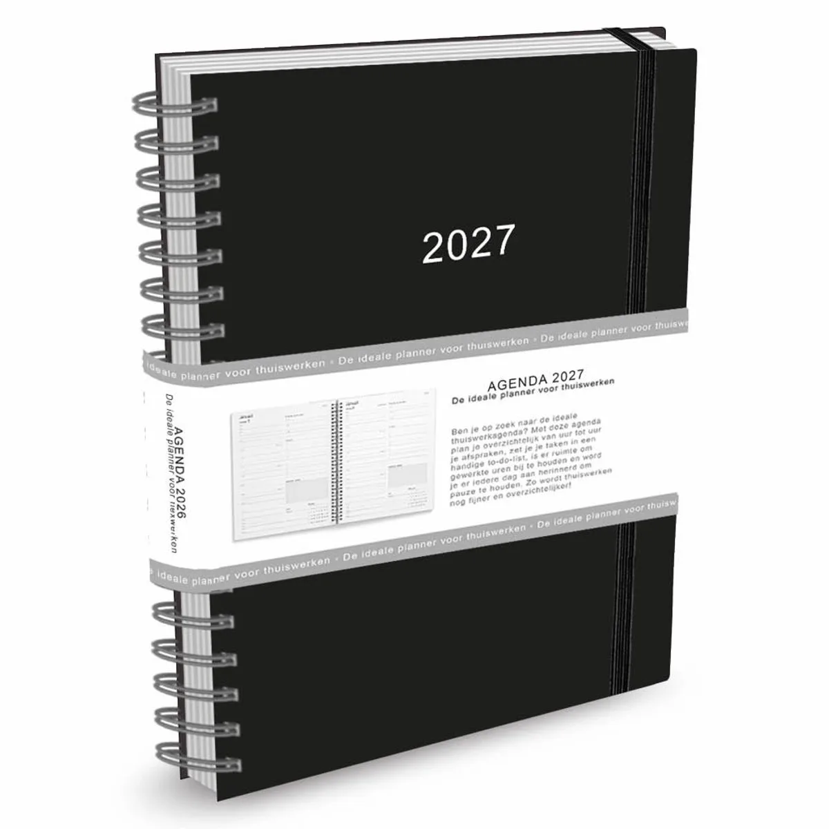 Agenda - 2027 - Thuiswerkagenda - Groot - 17x24cm fra Comello i Sort – produktbillede