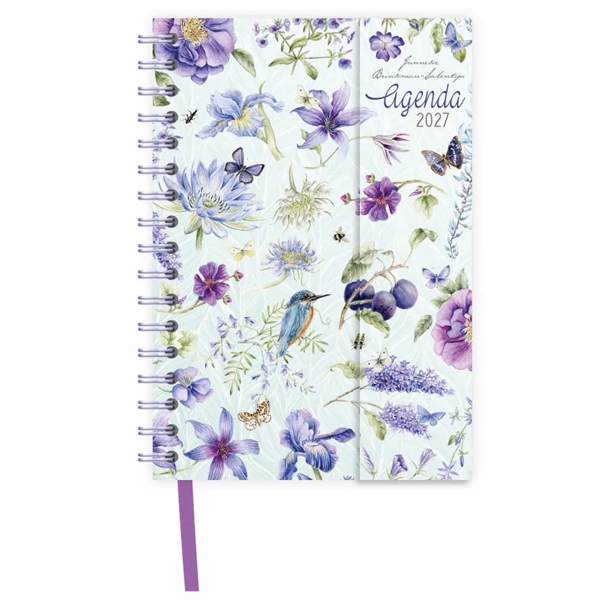 Agenda - Blauwe bloemen - Janneke Brinkman - Spiraal, luxe - 2027 - 11x15,5cm de Comello en Multicolore – photo produit