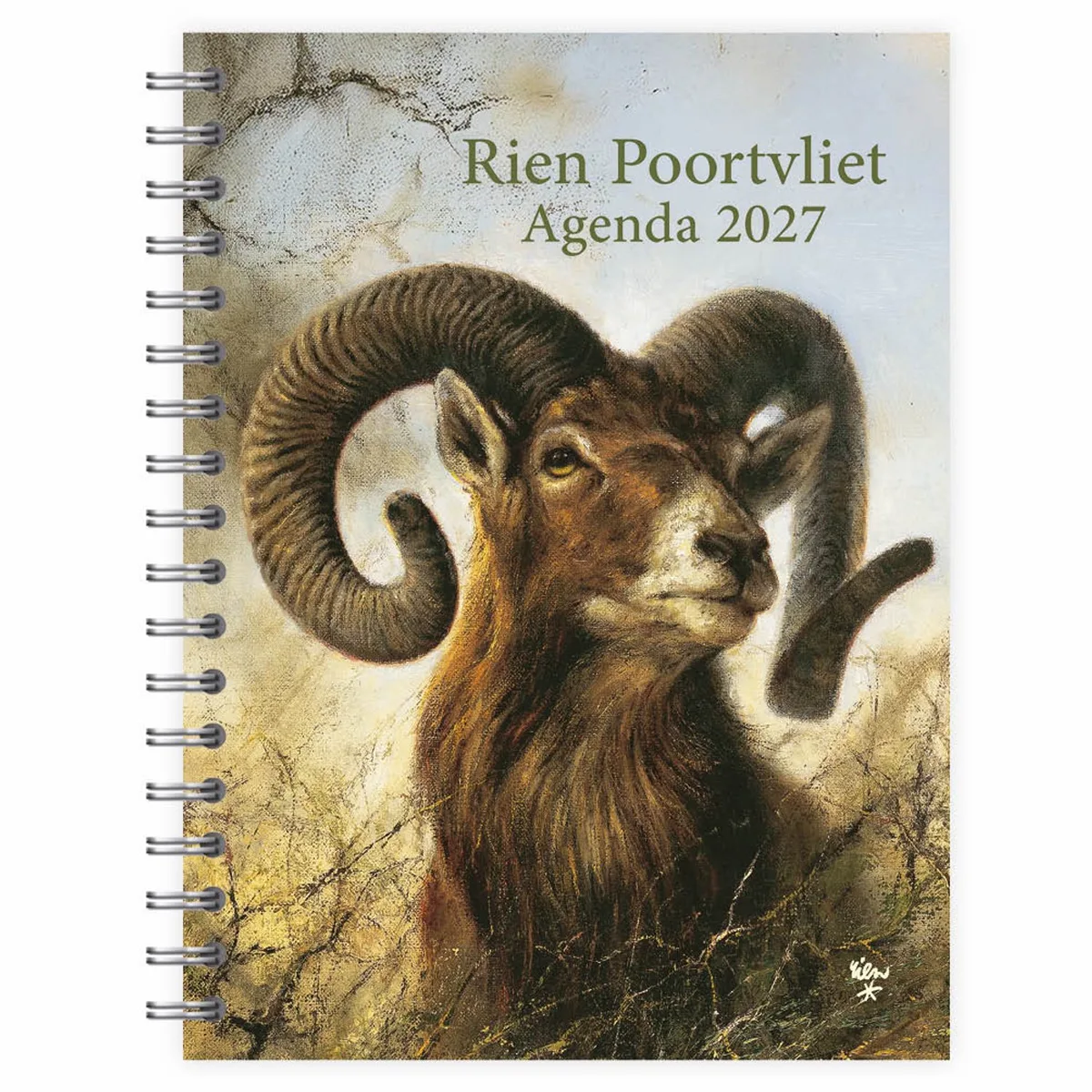 Agenda - Moeflon - Rien Poortvliet - Spiraal - 2027 - 17,6 x 23,8 cm de Comello en Multicolore – photo produit