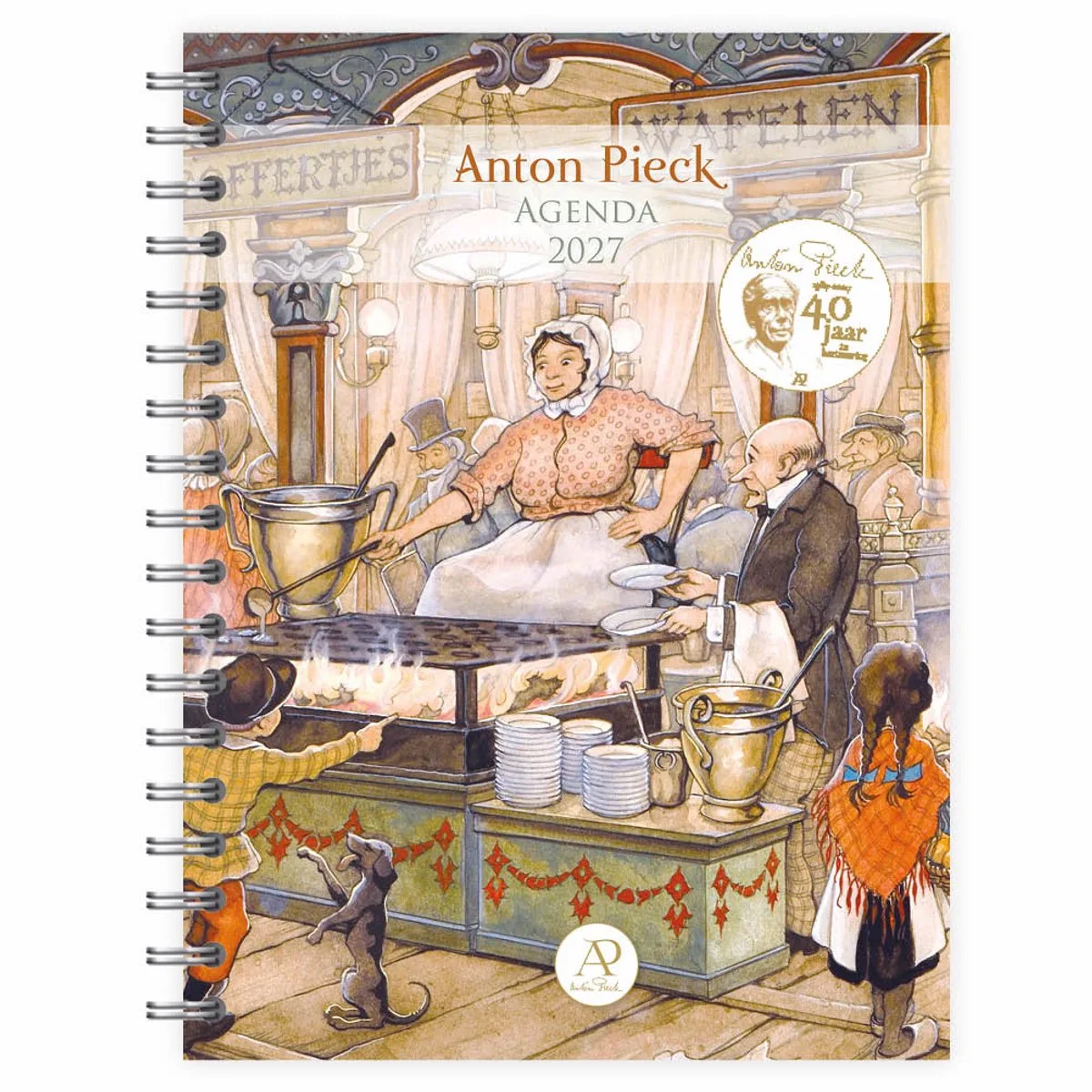 Bureau agenda - 2027 - Anton Pieck - Poffertjes en wafelen - Met spiraal - 17,6x23,8cm fra Comello i Flerfarvet – produktbillede