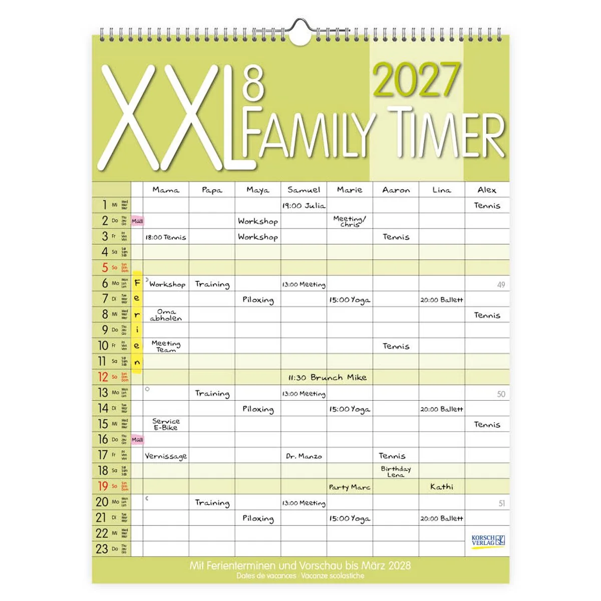 Familytimer XXL Kalender 2027 voor 8 pers de Comello en Multicolore – photo produit