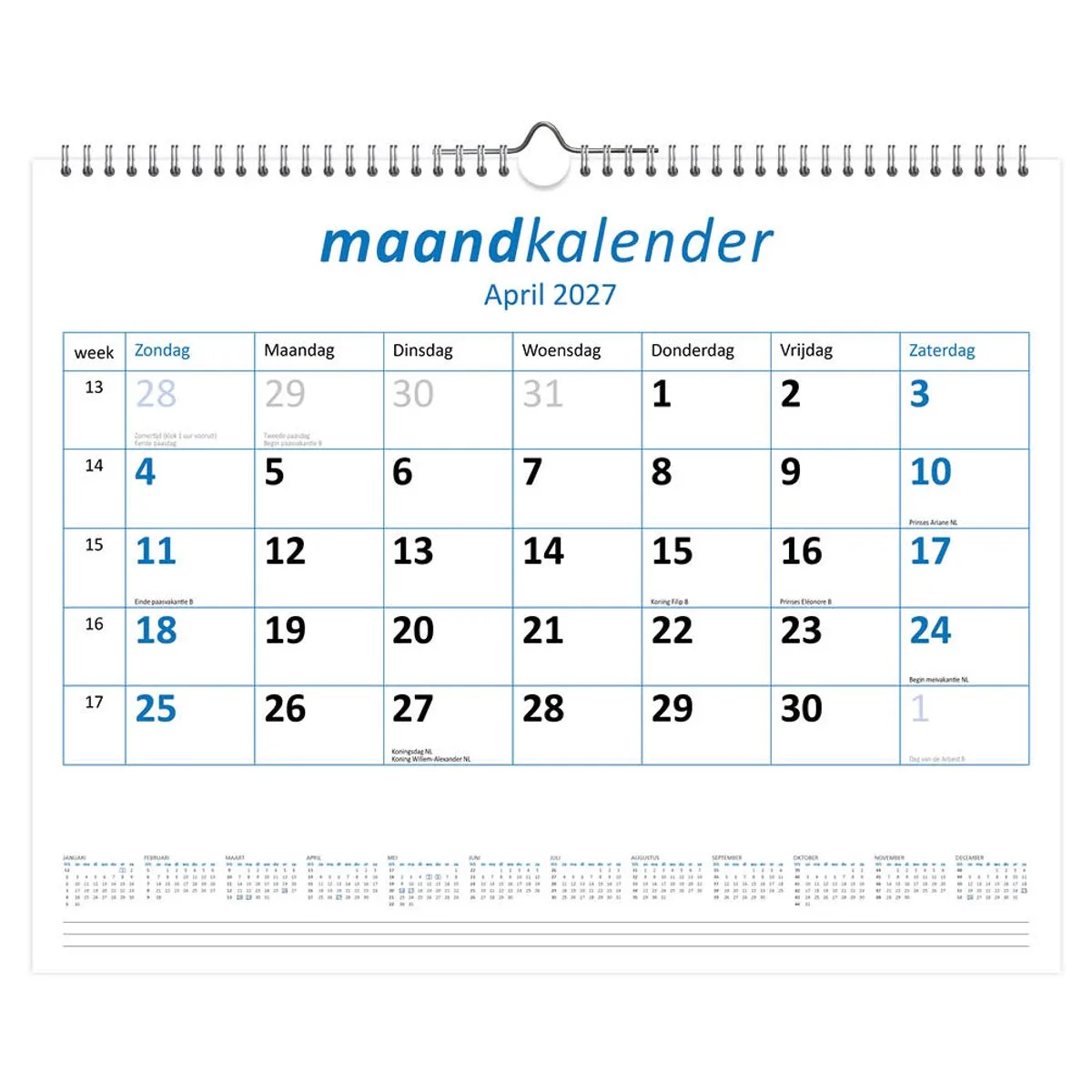 Maandkalender Breed 2027 fra Comello i Flerfarvet – produktbillede