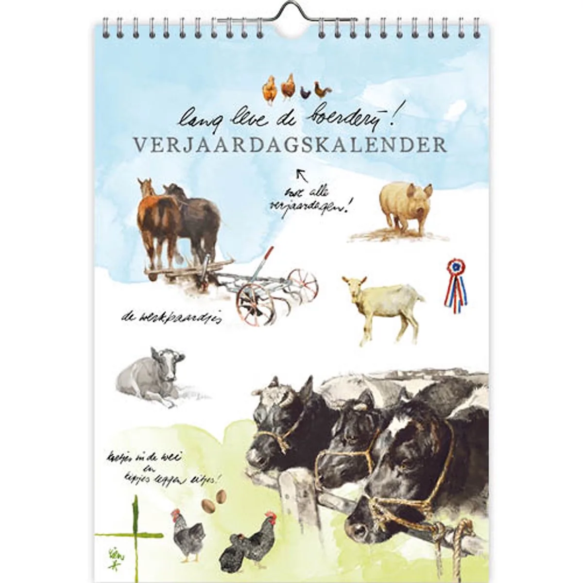 Rien Poortvliet Verjaardagskalender - Lang Leve de Boerderij - A4 från Comello i Flerfärgad – produktbild