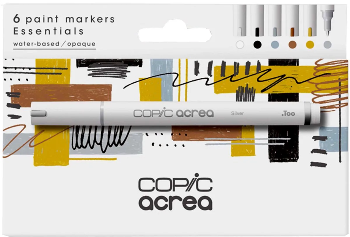acrea set Essentials, 6 markers, watervaste inkt, ronde punt 0,8 mm van Copic in Wit – productfoto