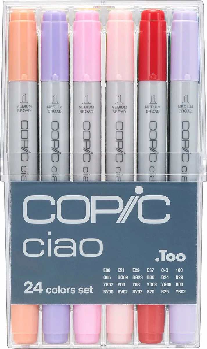 Ciao 24 Set markeerstift 24 stuk(s) Beitel/penseelpunt de Copic en Multicolore – photo produit
