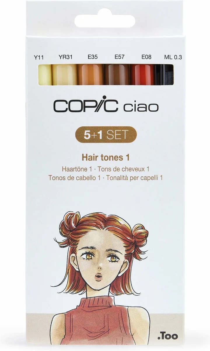 Ciao 5+1 Set Hair Tones 1 markeerstift 6 stuk(s) Beitel/penseelpunt de Copic en Multicolore – photo produit