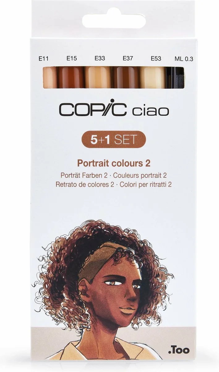 Ciao 5+1 Set Portait Colours 2 markeerstift 6 stuk(s) Beitel/penseelpunt Meerkleurig de Copic en Beige – photo produit