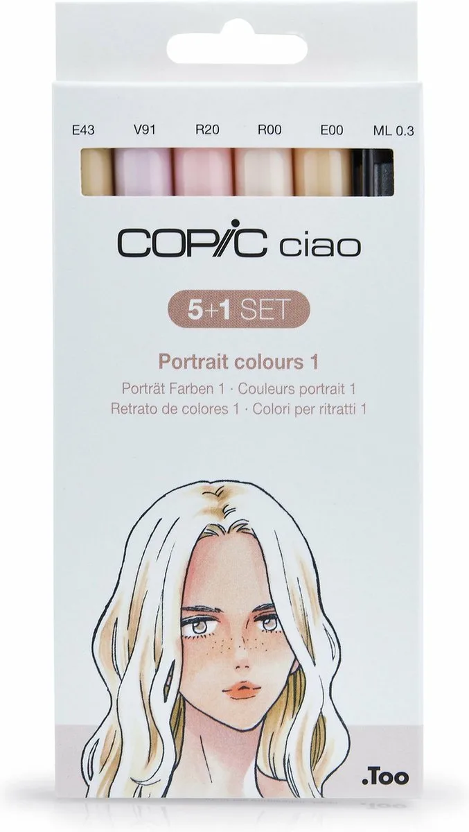 Marker Ciao 5+1 Set Huidskleuren - Professionele Markers 6 Stuks - Stiften Set Voor Tekenen En Ontwerpen de Copic en Multicolore – photo produit